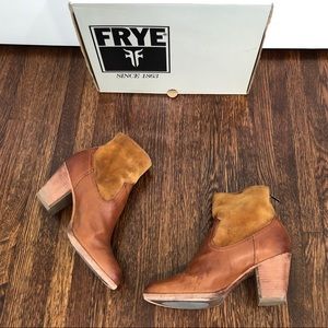 Frye Tessa Brown Leather Ankle Bootie